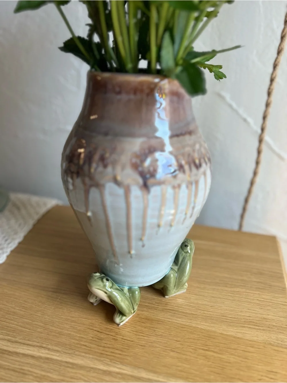 Vintage Studio Pottery Frog Foot Vase Handmade Ceramic Art Cottagecore Woodland